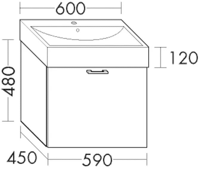 Burgbad Waschtischunterschrank Sys30 PG4 Sana 480x590x450 Dunkelgrau Hochglanz, WVAL059F3365 WVAL059F3365