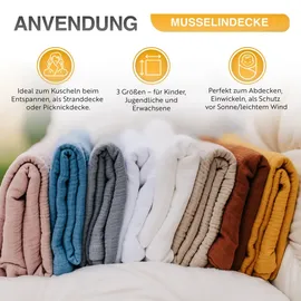 LOOLAY Musselin Bettüberwurf 150 x 200 cm Blau
