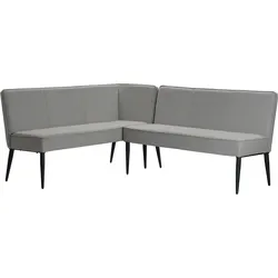 Eckbank HOME AFFAIRE "LENZROSE", grau (hellgrau, schwarz), B:204cm H:86,5cm T:61,5cm, Polyester, Sitzbänke, mit Taschenfederkern, schwarzes Metallgestell, Breite 202 cm