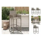 vidaXL Garten-Barhocker 2 Stk. Grau Poly Rattan