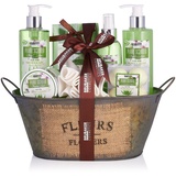 BRUBAKER Cosmetics Bade- und Dusch Set Aloe Vera - 11-teiliges Geschenkset in Vintage Wanne