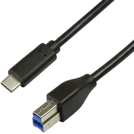 Logilink USB 3.2 (Gen1x1) Anschlusskabel, USB (Typ C) zu USB (Typ B) schwarz, 2m