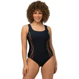 Ulla Popken Damen Badeanzug Pipings Unterbrustband Vorderfutter Marine, 46 EU