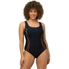 Ulla Popken Damen Badeanzug Pipings Unterbrustband Vorderfutter Marine, 46 EU