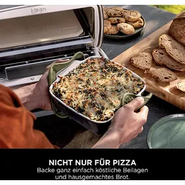 Ninja MO201EU Artisan Outdoor-Elektro-Pizzaofen und Heißluftfritteuse Minibackofen, Grau (1760 Watt)