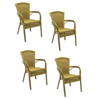 Konway Stapelstuhl COLOMBO (4 St), 4x KONWAY® COLOMBO Stapelsessel Honig Premium Polyrattan Sessel gelb