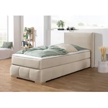 Home Affaire Boxspringbett HOME AFFAIRE "Wehma", beige, B:110cm L:213cm, Struktur fein (100% Polyester), Komplettbetten, Boxspringbett, inkl. Topper in 3 verschiedenen Matratzen, auch in Samtstoff