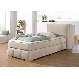 Home Affaire Boxspringbett HOME AFFAIRE "Wehma", beige, B:110cm L:213cm, Struktur fein (100% Polyester), Komplettbetten, Boxspringbett, inkl. Topper in 3 verschiedenen Matratzen, auch in Samtstoff