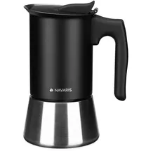 Navaris Espressokocher für 4 Tassen - Espressomaschine für den Herd - Kaffeemaschine aus Edelstahl - Mokka Kanne auch für Induktion - schwarz