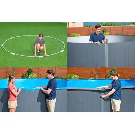 BESTWAY Hydrium Stahlwandpool Komplett-Set Ø 549 x 132 cm inkl. Sandfilteranlage