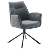 MCA Furniture MCA DIVERIA 4 Fuß Stuhl mit Armlehnen Stahl/Stoffbezug 360° drehbar - Anthrazit / Schwarz