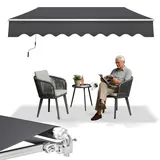UISEBRT Markise Balkon 250x200cm - Gelenkarmmarkise Klemmmarkise Sonnenmarkise Sonnenschutz, Dunkelgrau