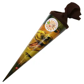 Goldbuch Schultüte Dinosaurier, Geschenktüte mit Licht- und Soundeffekten, Lackkarton, Geschenkverpackung, schwarzer Filzverschluss (ohne Verschlussband), Zuckertüte rund, Länge 70 cm, Ø 19 cm