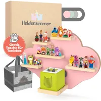 Heldenzimmer - Tonie Regal Wolke Rosa [GRATIS Tragetasche] - Für Toniebox Regal bis 20 Figuren - Tonie Regal Mädchen und Junge - Perfekte Tonie Aufbewahrung im Kinderzimmer