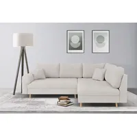 Ecksofa HOME AFFAIRE "CHARRE incl. 3 Zierkissen" Sofas Gr. B/H/T: 231cm x 81cm x 161cm, Struktur weich, Ottomane rechts, beige (creme) L-Form, feine Steppung, lose Rückenkissen, auch in Cord und Bouclé