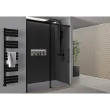 Bernstein Nischendusche mit Schiebetür Soft-Close Bernstein DX906 FLEX 100 cm Schwarz matt 8 mm Nano Graues Glas