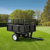 Emmtore Kippanhänger für Rasentraktor Garten Transportanhänger Gartenwagen Transportwagen Outdoor Rasenmäher Anhänger Kippbar 300 kg Last