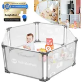 BabyBeFun Laufstall Baby faltbar [Extra Stabil] Laufgitter Baby Playpen Kaminschutzgitter (6-tlg), Variabel verwendbar
