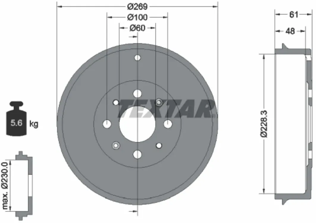 Tambour de frein TEXTAR 94027200