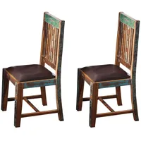 MASSIVMOEBEL24.DE Stuhl Echtleder Altholz 45x45x100 Mehrfarbig lackiert Nature of