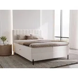 GRAINGOLD Boxspringbett Primavera 160x200 - Bett mit Matratze und Topper - Boxspringbett mit Bettkasten und Matratze - Boxspringbett Creme (Komodo 10) - Weiß