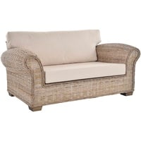 Krines Home Loungesofa Rattansofa Chester Lounge Liegesofa Wohnzimmer Couch Natur Rattan, Sofa mit Polster Rattanmöbel (165cm, Grau Natur) grau