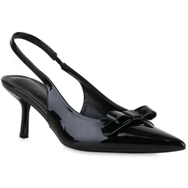 Stiefelparadies Damen Slingpumps in Schwarz Lack