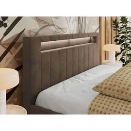 mks möbel Polsterbett GOLD 5 CLASSIC 140/200 - Braun Velvet - Multipocket-Matratze
