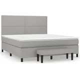 vidaXL Boxspringbett mit Matratze Hellgrau 180x200 cm Stoff