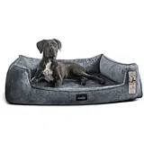 tierlando® Tierbett Orthopädisches Hundebett FRANKLIN Kuscheliger Teddy-Stoff - Hundesofa grau 90 cm x 110 cm