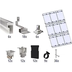 Prior PV Schrägdach-Montageset 3x3 Solarmodule