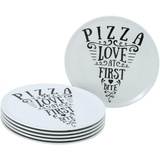 CreaTable CreaTable, 21569, Serie Pizzateller Set IN LOVE, 6-teiliges Geschirrset, Pizzateller aus Porzellan, spülmaschinen- und mikrowellengeeignet, Made in Europe