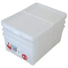 Rotho Aufbewahrungsbox 36 x 26 x 14 cm 3-tlg. transparent/weiß