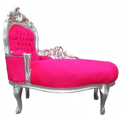 Casa Padrino Barock Kinder Chaiselongue Pink Silber  -  Barock Möbel Recamiere Kindermöbel