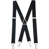 Romanlin Herren-Hosenträger mit drehbaren Haken an Gürtelschlaufen, strapazierfähig, große und hohe verstellbare Hosenträger, Schwarz, 3.5cmx120cm - XXL