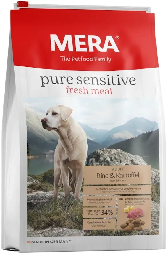 mera pure sensitive fresh Rind/Kartoffel Hundetrockenfutter 4 Kilogramm