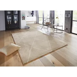 Teppich ELLE DECORATION "Massy" Gr. 6, beige, B:200cm H:14mm L:290cm, Kunstfaser, Teppiche, Kurzflor, Teppich, Modern, Scandi, 3D Effekt, Wohnzimmer, Schlafzimmer