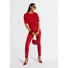 Madeleine Mid Waist Skinny-Hose mit Fransen in rot | Gr.: 44