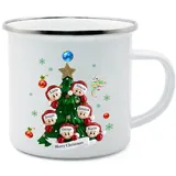 Weihnachtstassen Personalisiert Tasse mit 2-8 Namen Tasse mit Weihnachtsbaum 350ml Keramikbecher Geschenk für Weihnachten (6 namen)