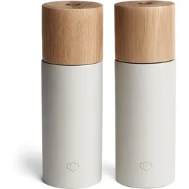 Springlane Salz & Pfeffermühle 2er Set aus Buchenholz & Beton, Gewürzmühle, Chilimühle, Verstellbares Keramikmahlwerk, Unbefüllt, Skandinavisches Design - Grau