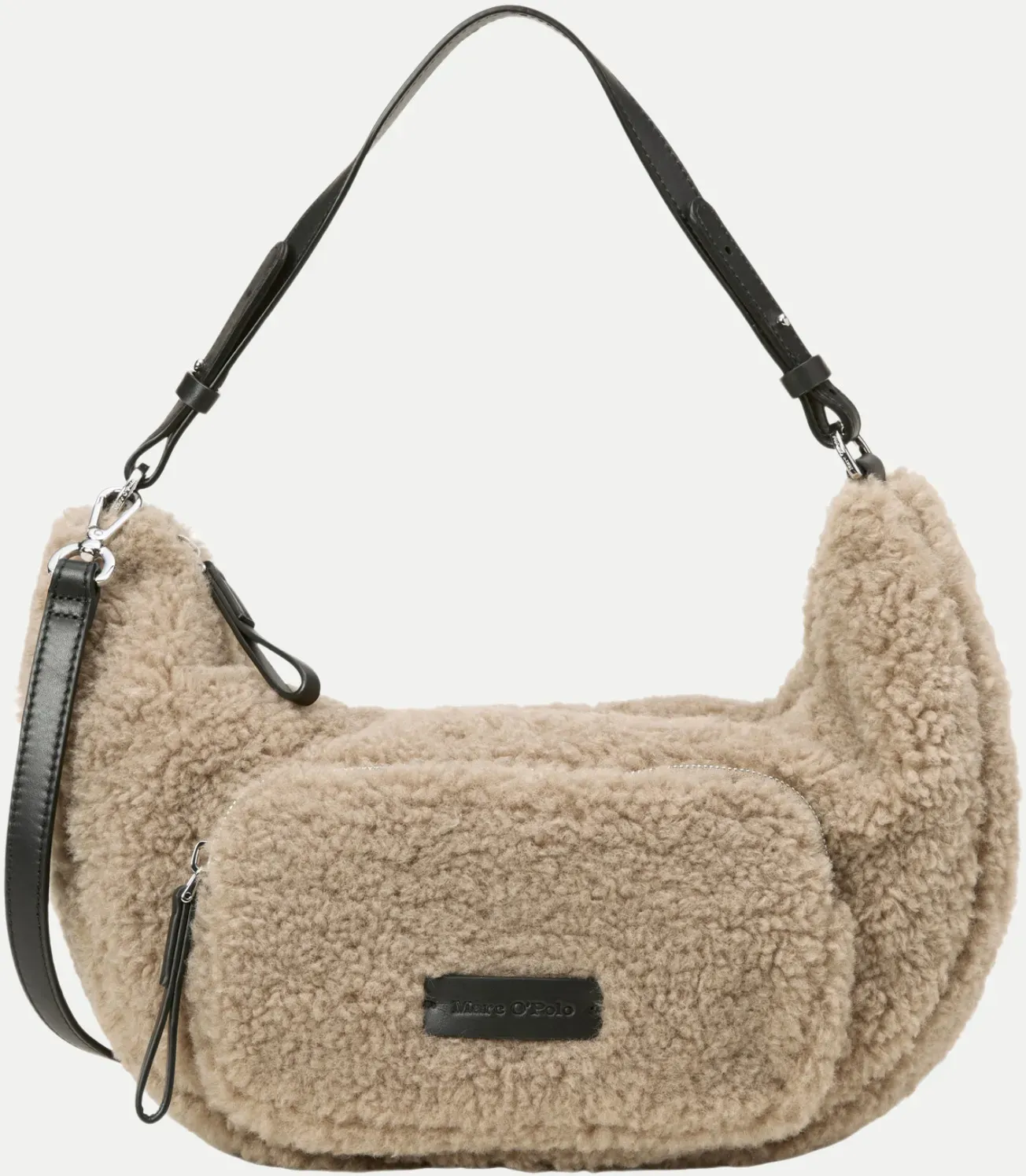 Umhängetasche in Teddyfell-Optik Beige