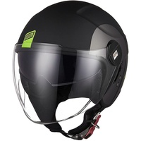 ORIGINE Motorradhelm Jethelm Roller Helm Scooter Helm Chopper Helm Moped Mofa Helm mit Doppelvisier ECE Zertifizierung (Track Fluo Yellow Black,XS)