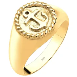 Elli Ring Maritim Anker Siegelring 925 Silber vergoldet 58 Damen 