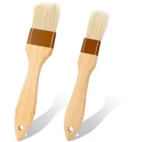 2 Stück Backpinsel Set Naturborsten BBQ-Bürsten Buchenholz-Griff Küchenpinsel Ölpinsel Lebensmittelpinsel Butterpinsel Grillpinsel für Sauce Eieraufstrich Marinade