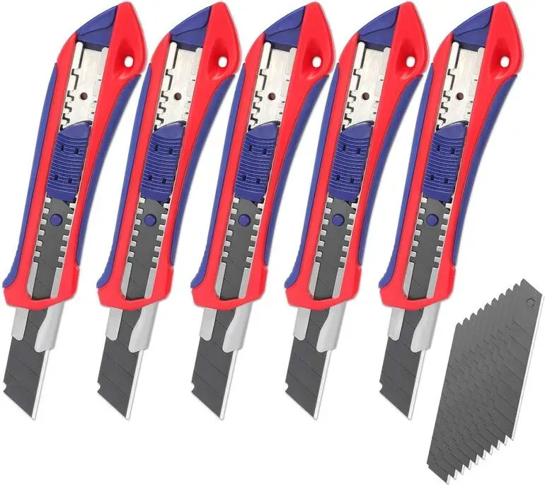 WORKPRO 5er-Pack Snap-Off Universalmesser 20er-Pack 18 mm Klingen ausziehbarer Kartonschneider