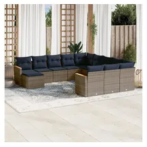 vidaXL Gartensofa-Set 12-tlg. grau Polyrattan