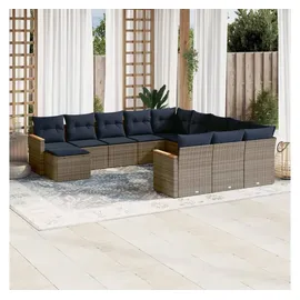 vidaXL Gartensofa-Set 12-tlg. grau Polyrattan