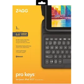 ZAGG Pro Keys Tastatur Hülle für iPad 10,2'' grau / schwarz