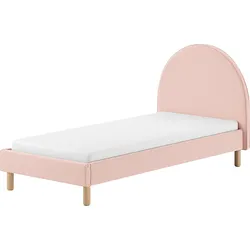Polsterbett VIPACK "MOON", rosa (rosa, rosa, rosa), B:97cm H:107cm L:212cm, Betten, 2 Breiten (90 o. 140 cm), Lattenrost, Bouclé Stoff, wahlw. 4 Farben