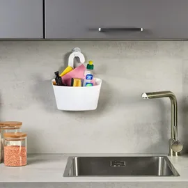 Relaxdays Duschkorb 3er Set, ohne Bohren, Kunststoff, Duschablage Shampoo & Duschgel, Duschorganizer, weiß